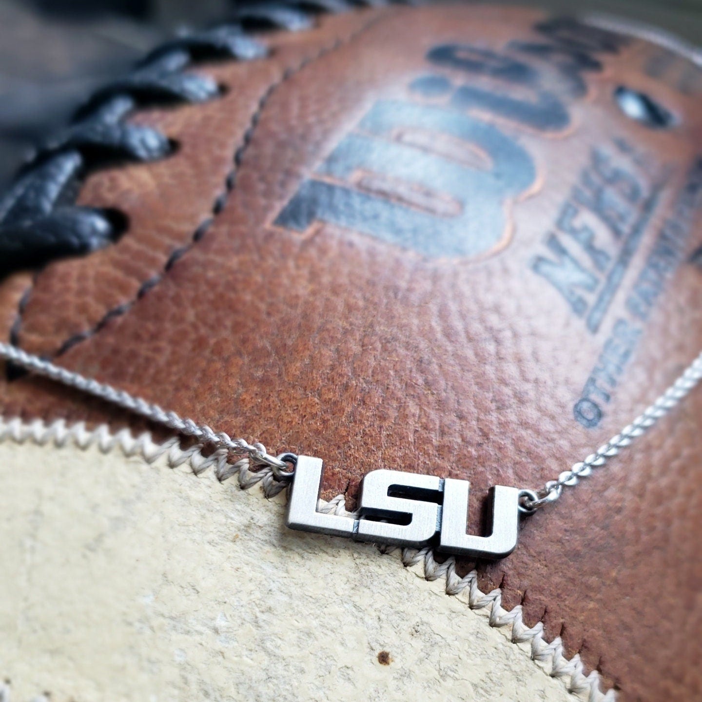 LSU Sterling Silver Inline Necklace