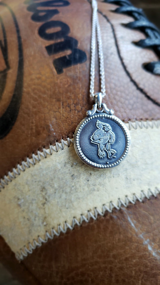 Iowa State Cyclones Sterling Silver Antiqued Coin Pendant