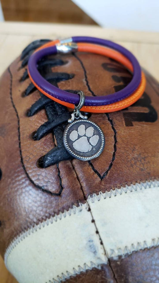 Clemson Tigers Leather Bracelet