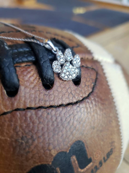Clemson Tigers Paw Pendant, 14k White Gold and Diamonds