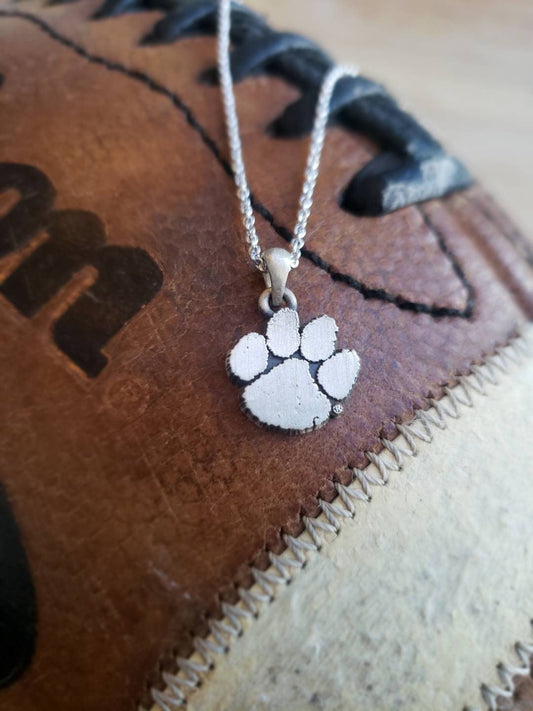 Clemson Tigers Paw Silver Pendant