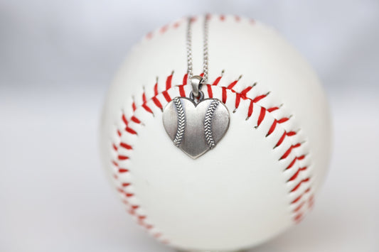 Baseball, Softball Heart Sterling Silver Pendant