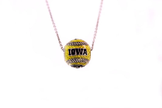 Iowa Hawkeye Enameled Baseball Pendant