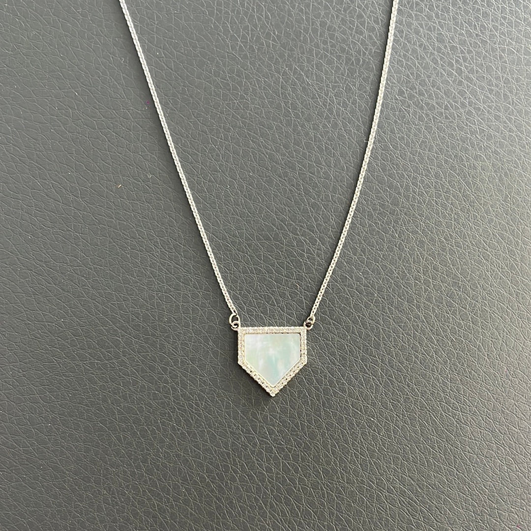 Mother of Pearl Diamonds White Gold Necklace