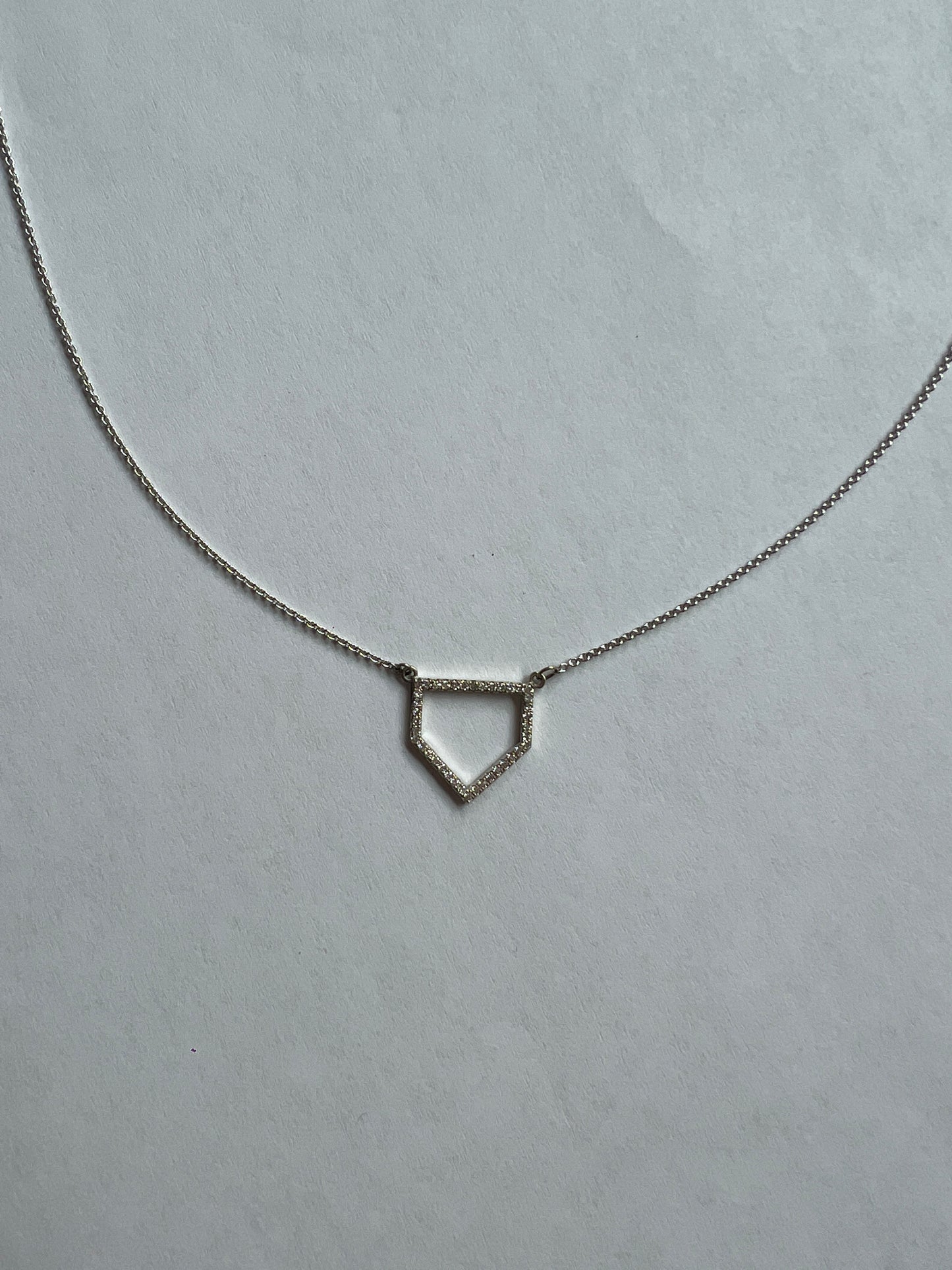 Home Plate Diamond White Gold Necklace