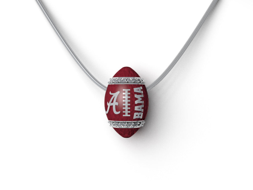 Alabama diamond & silver football pendant