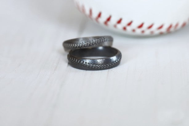 Baseball Stitch Ring 5mm in Sterling Silver 