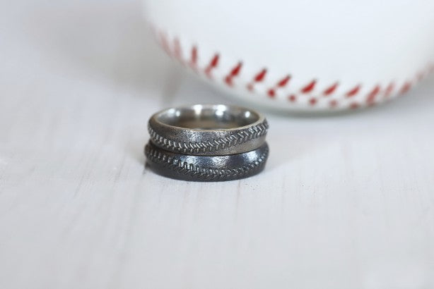 Baseball Stitch Ring 5mm in Sterling Silver 