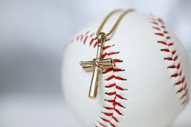 14k Gold Baseball Cross For Men