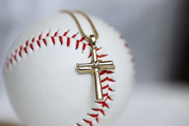 14k Gold Baseball Cross For Men