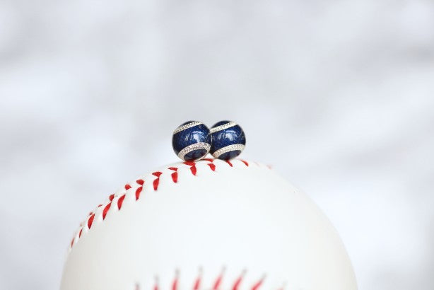 Personalized Custom Sterling Silver Baseball Stud Earrings Pick Your Team Color