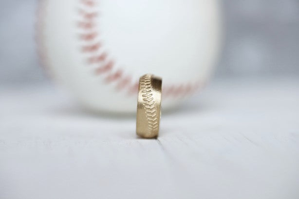 14k Baseball Stitch Ring 8mm