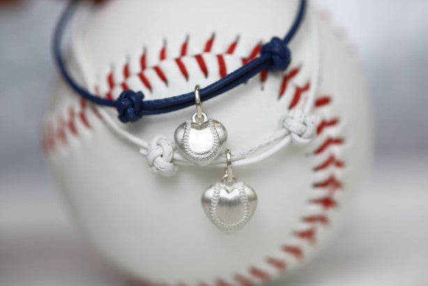 Baseball Puff Heart Leather Bracelet
