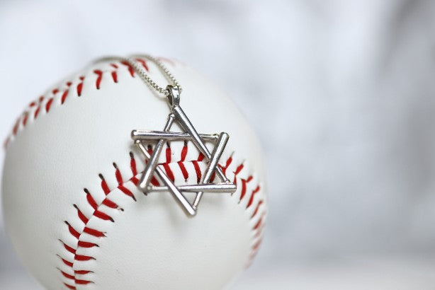 This is our sterling silver Star of David made with baseball bats! Perfect for teenage years on up.   ﻿Product Details  Sterling silver Lobster clasp Rounded box chain High Polished Sterling Silver Necklace box included