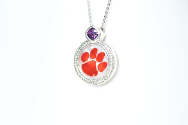 Clemson Mother of Pearl & Amethyst Necklace