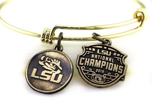 Purple LSU TIGERS Louisiana State University NCAA Silver European Charm  Bracelet