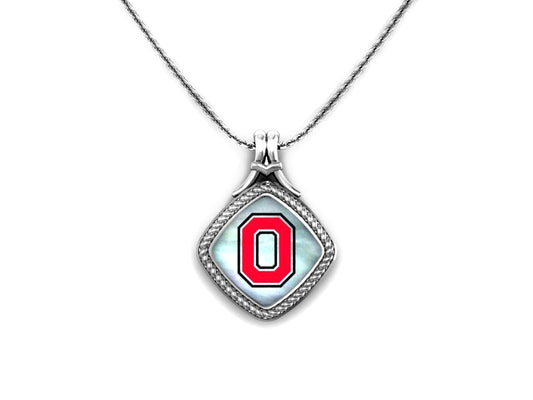 Ohio State Angled Mother of Pearl Pendant