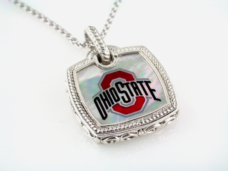 Ohio State Cushion Mother of Pearl Pendnat